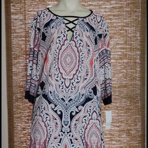 Sandra Darren Dress Size 2x Plus Navy/Pink